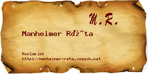 Manheimer Réta névjegykártya